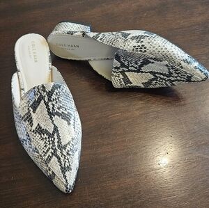 Cole Haan Women's Black and White Snake Print Mules, Brand New! Size 10